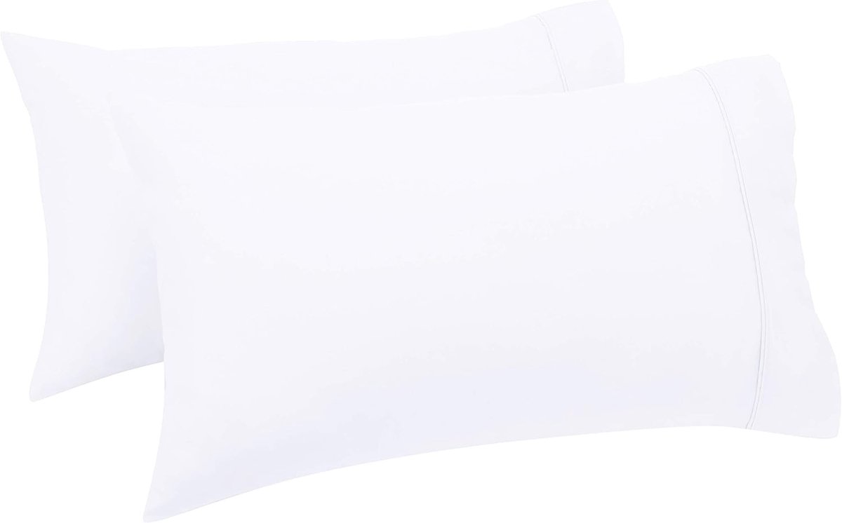 Famanu Set van 2 katoenen kussenslopen - wit - 50 x 80 cm - zachte en ademende stof - geschikt voor bedden of bank - duurzaam en onderhoudsvriendelijk White