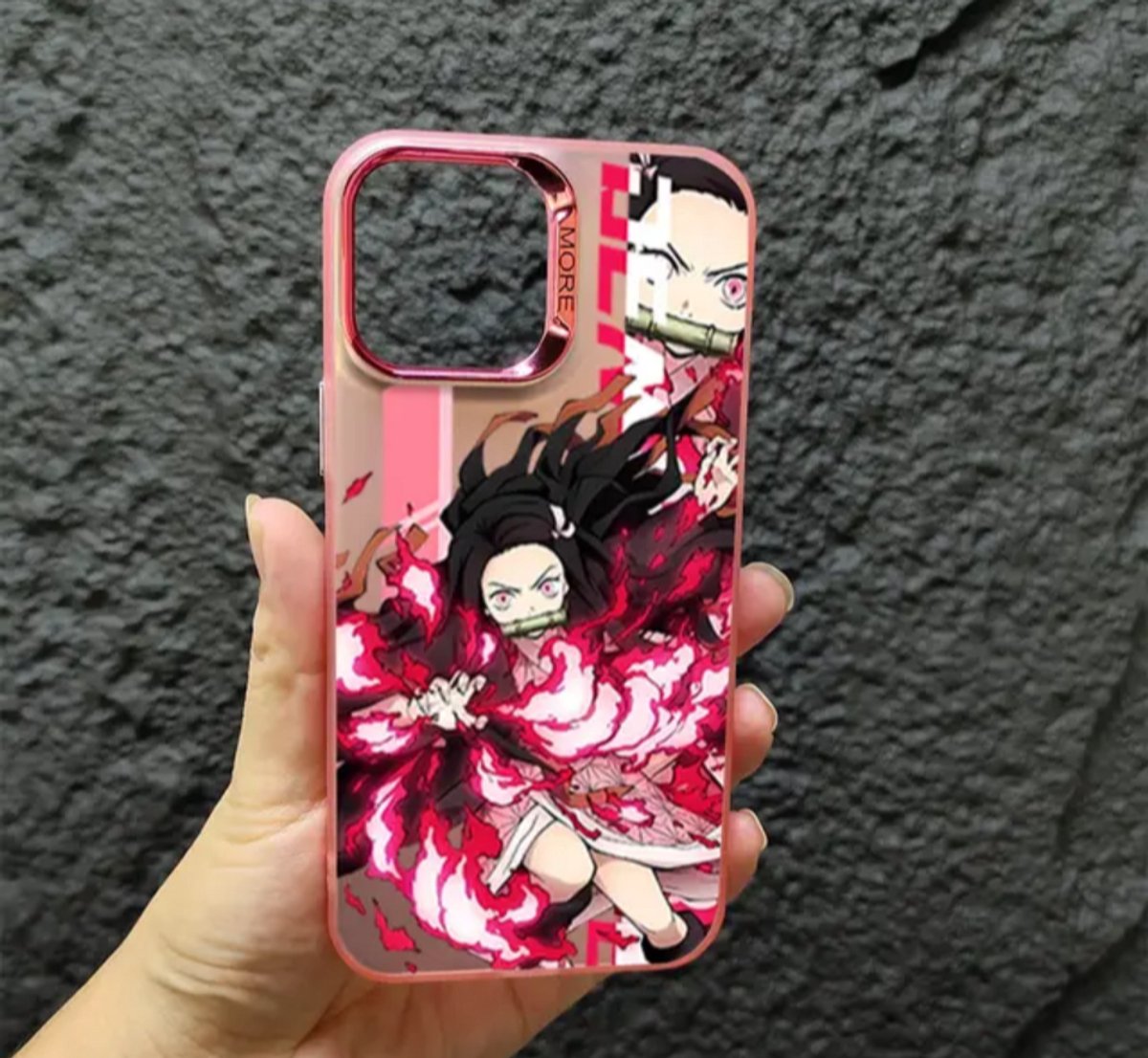 Anime demon slayer blade roze telefoonhoesje iphone 16 pro max - verschillende maten beschikbaar