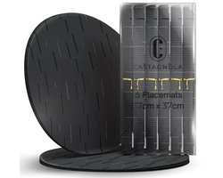 Castagnola Placemats - Placemat van Kunststof - Onderlegger - Onderzetter - Placemats Plastic en PVC - 6 Stuks - Diameter 37cm - Zwart