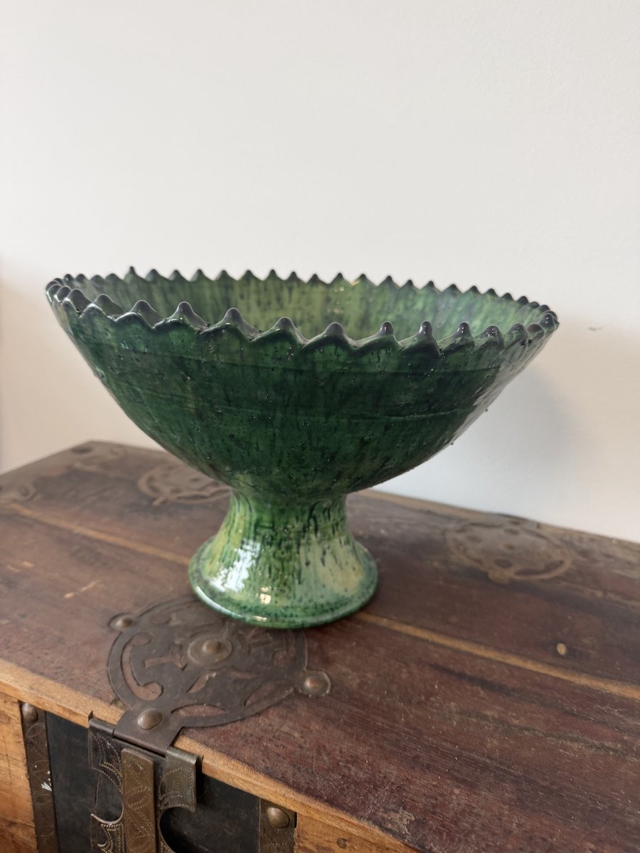 Tamegroute Bowl| Groen | Marokkaanse Aardewerk Saladekom | schaal Diameter 28
