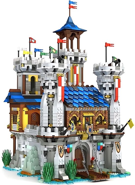 Reobrix 66006 Middeleeuwse Ridders Leeuw Kasteel bouwset | Modulair miniratuur constructie modelbouw | Educatief speelgoed bouwpakketten voor kinderen & volwassenen | LED verlichting niet geschikt voor Lego | DIY castle bouwdoos met 2577 bouwstenen