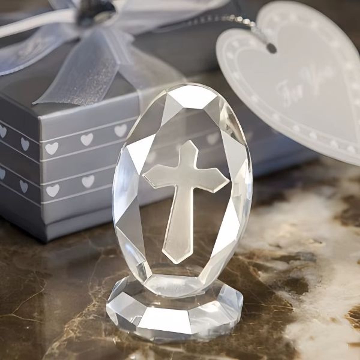 Cristal geslepen met kruis