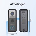 Zwarte deurbel met camera, 53mm breed, 137mm hoog.
