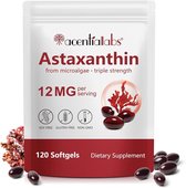 Astaxanthine Capsules - 12 mg per Softgel - 120 Softgels - Microalgen Extract - Dagelijks Supplement