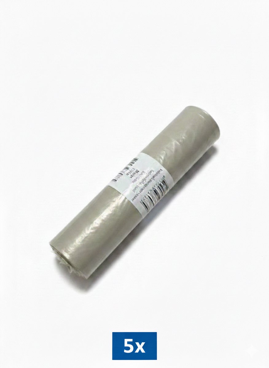 5 x Vuilniszak transparant - zwaar 80x100 cm 20st/150ltr Home It 240L Clear Bin Liners - Roll of 20- High Strength LDPE Plastic - 90 Micron Thickness