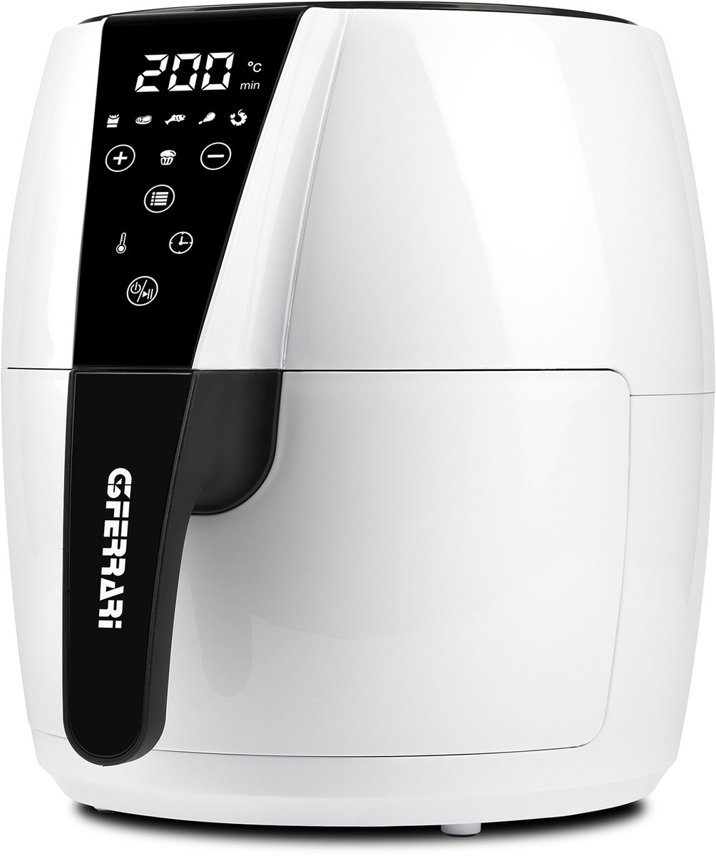 G3 Ferrari Friggisano Easy Airfryer 4,8L – Digitale Heteluchtfriteuse – 6 Programma’s – 1500W – Zwart/Wit