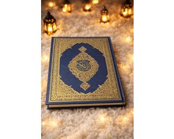 Heilige Koran Luxe Editie – Groot Arabisch Schrift – Blauwe Harde Kaft met Goud – QR-code per Pagina voor Tafsir, Vertaling & Recitatie – Ideaal Cadeau voor Ramadan, Eid al-Fitr & Eid al-Adha