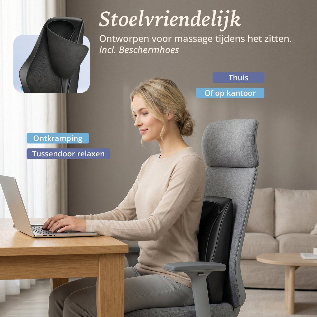 Lifeproducts Shiatsu Massagekussen - Nek & Rug met Warmte thumbnail 5