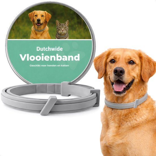 Dutchwide vlooienband – hond en kat – grijs
