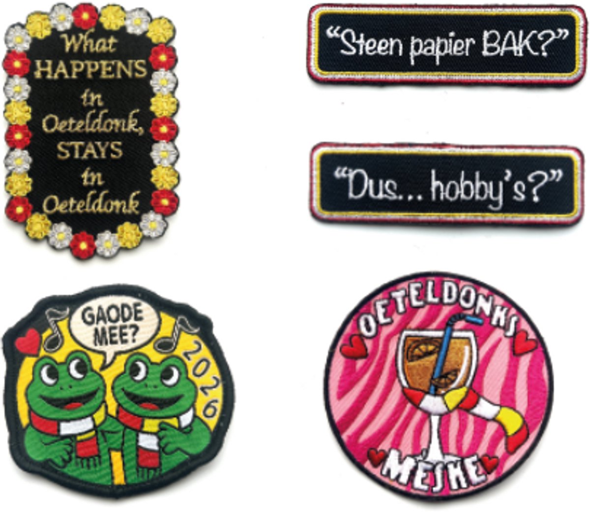 Oeteldonk emblemen pakket vrouw - 5 emblemen