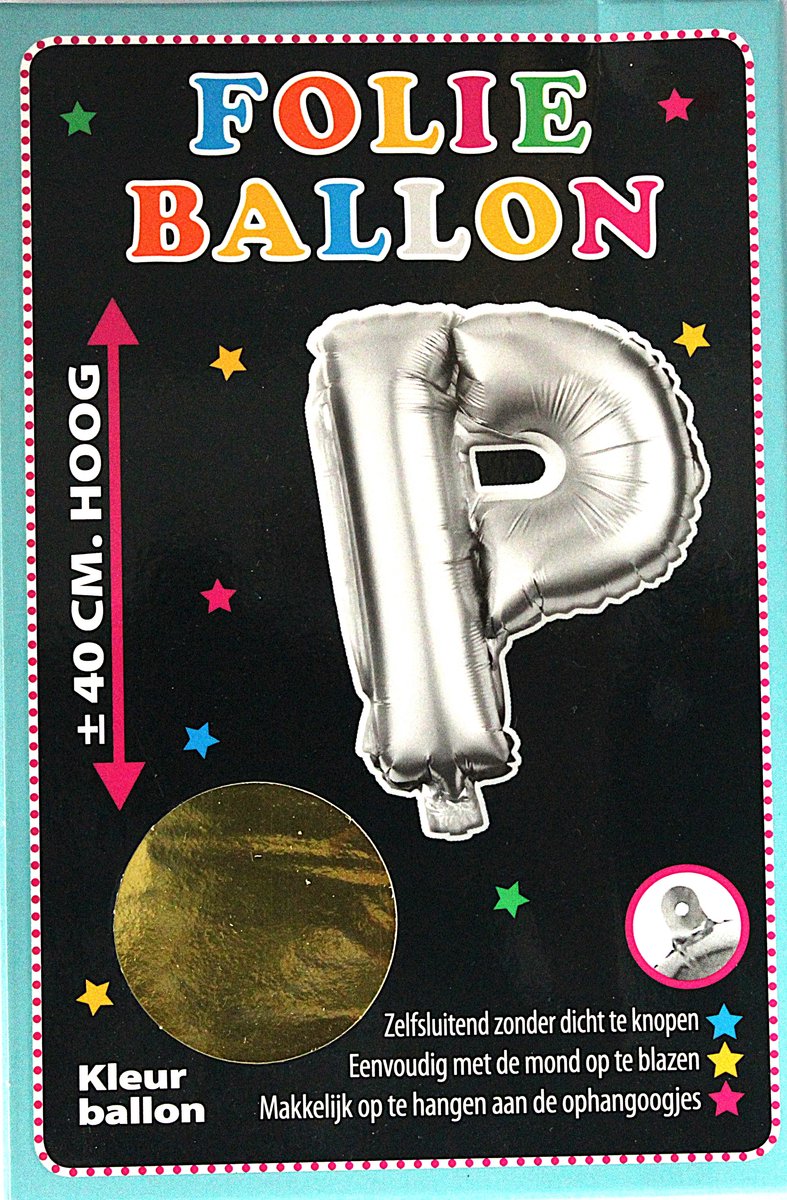 Folieballon - P - Letter Goud - 40cm - Folie - Ballon - Zelfsluitend - Eenvoudig Met Mond Opblazen - Ophangoogjes - Touche Cards