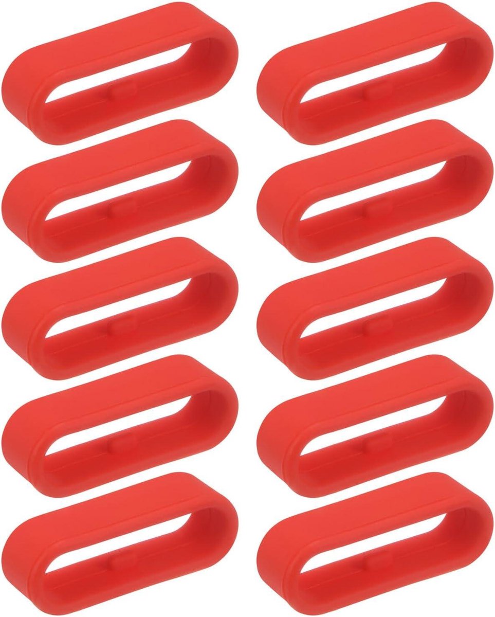 Allecto- Horloge accessoires - Siliconen - 10 stuks - Rood - Reservebandjes - Geschikt voor 22 mm - Horlogebandlussen - Snelsluitringen - Siliconen