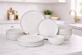 Mevaz Dinnerset 24-delig Wit – Serviesset voor 6 Personen – Borden & Kommen