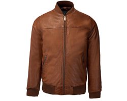 Bomber leren heren jas cognac- Baseball jacket M(48)
