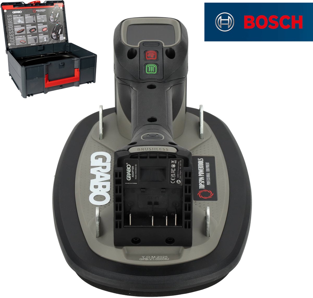 Grabo Pro Brushless in Koffer - met Bosch 18V Accu aansluiting - 120 kg hefvermogen