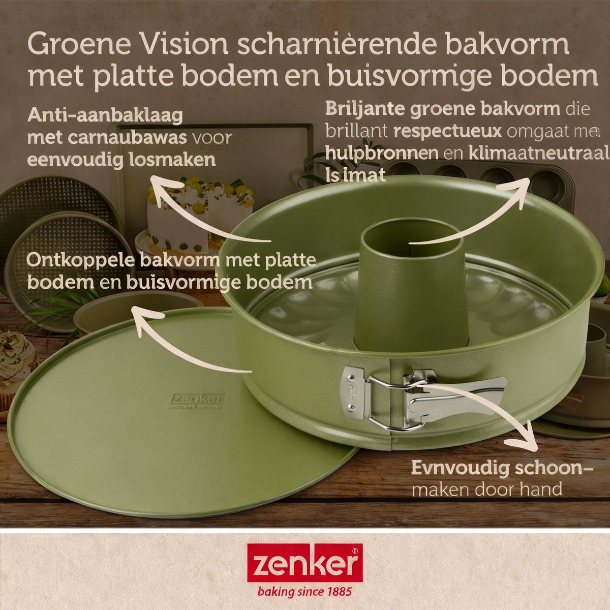 Cake- en savarinvorm met dubbele bodem 26 cm Zenker Green Vision