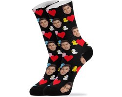 Gepersonaliseerde sokken met foto bedrukking - schattige eendjes ontwerp voor heren en dames