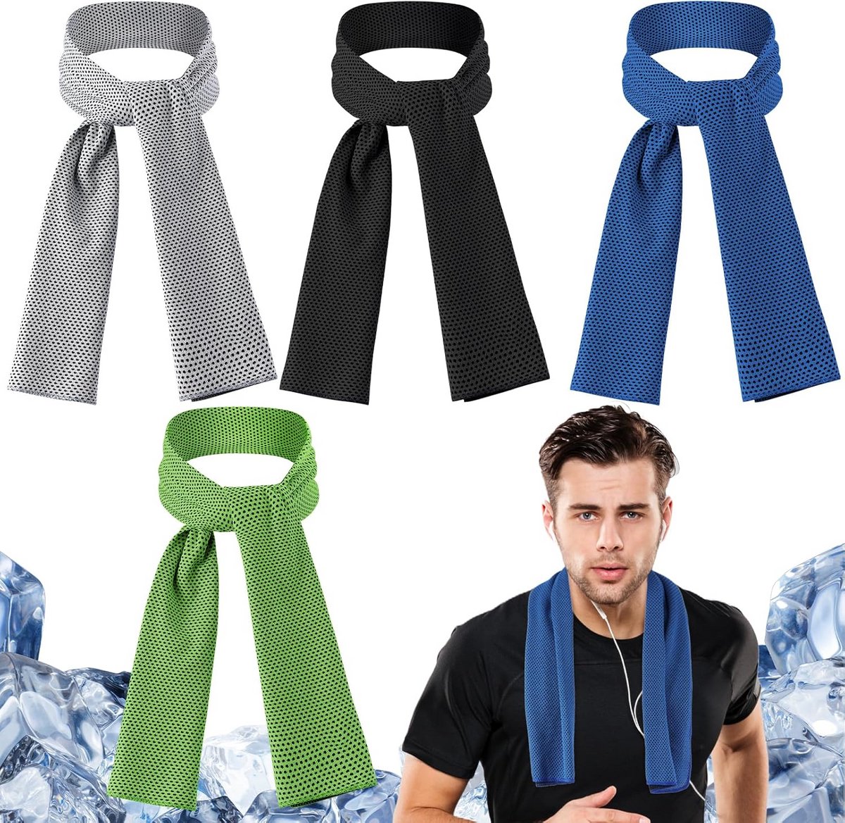 4-Pack Verkoelende Sportdoek 100 x 30 cm - Polyester Snel Droogend - Voor Yoga, Hardlopen, Golf, Kamperen - 4 Kleuren