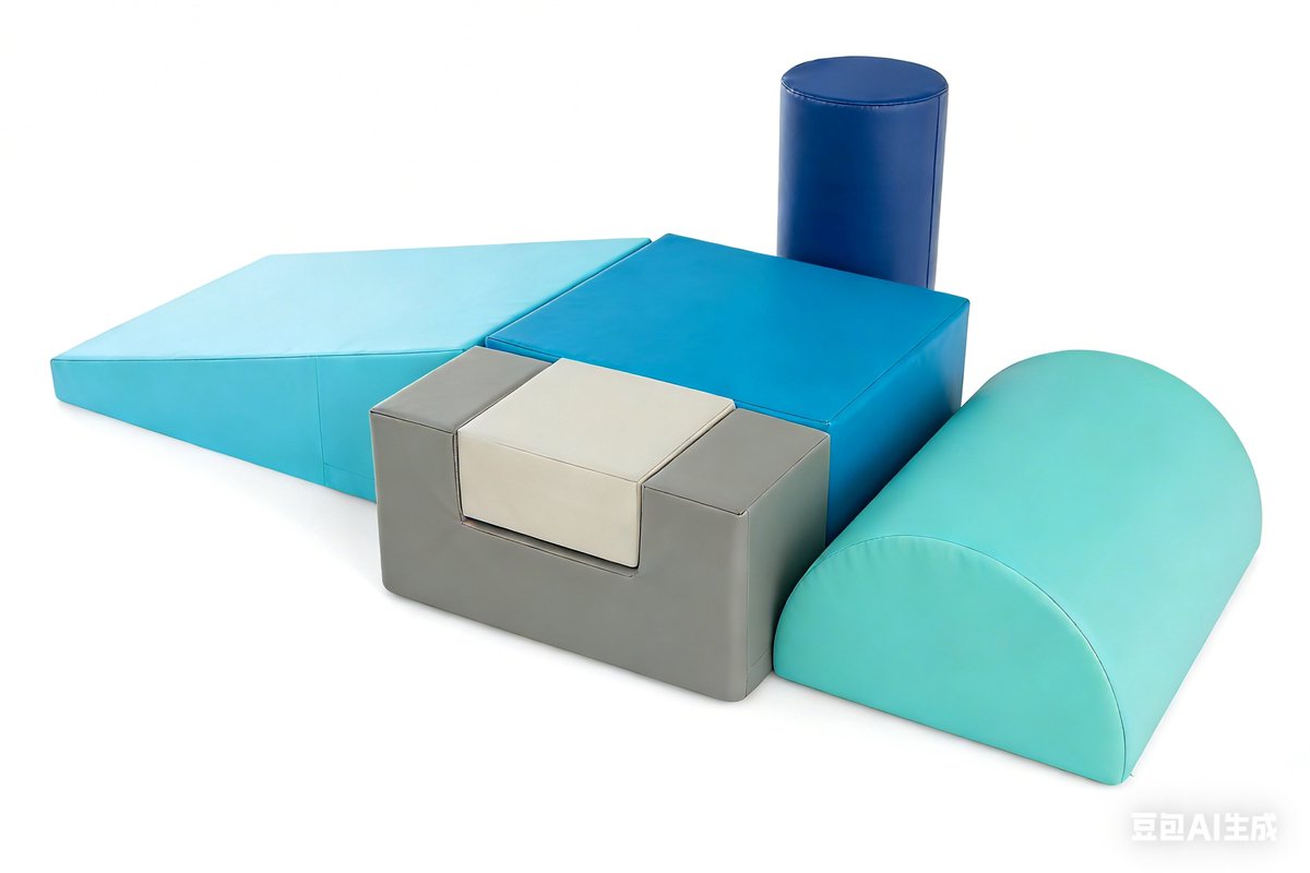 KOMFOTTEU 6 delig Schuimblokken - van kunstleer en schuimrubber - Soft Play Foam Blokken - Reuze Bouwblokken - Montessori-klimblokken - voor kinderen