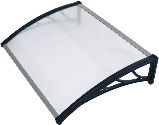 Foto: Axi lux deur en verandaluifel zwart 128 x 75 x 24 cm transparant polycarbonaat aluminium frame uv bescherming inclusief montagemateriaal