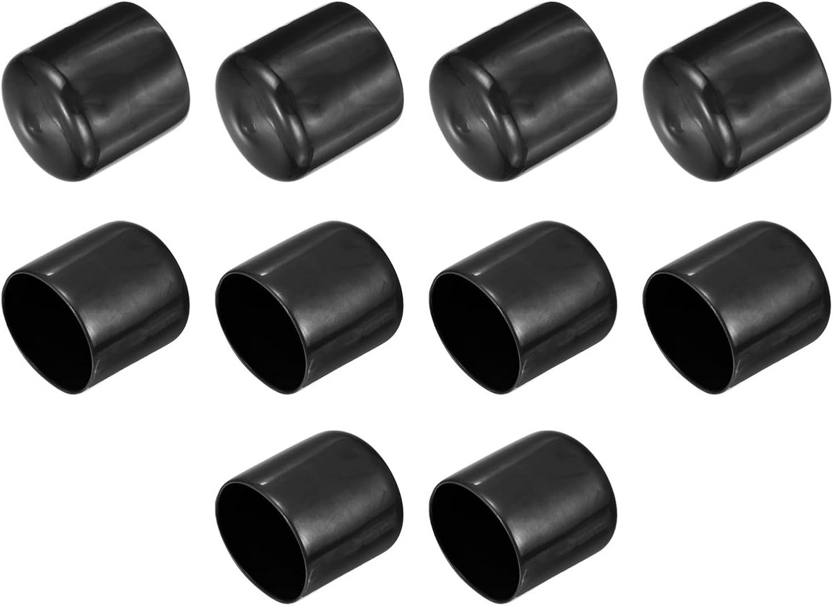 10x Ronde Rubberen Eindkappen 39mm Zwart - Beschermdoppen voor Pijpen en Meubelpoten