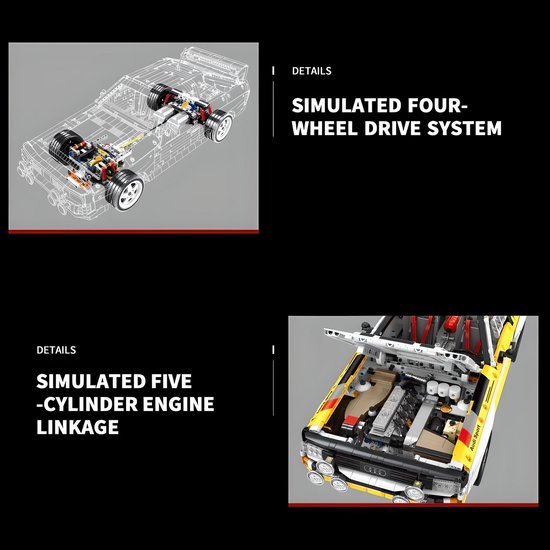 Bole Brick YC-23043 | Audi Sport Quattro S1 Group B | 3887 onderdelen | Dynamisch | Afmetingen 59×23×25CM | Leeftijd 14+ | Compatible met bekende merken - Afbeelding 2
