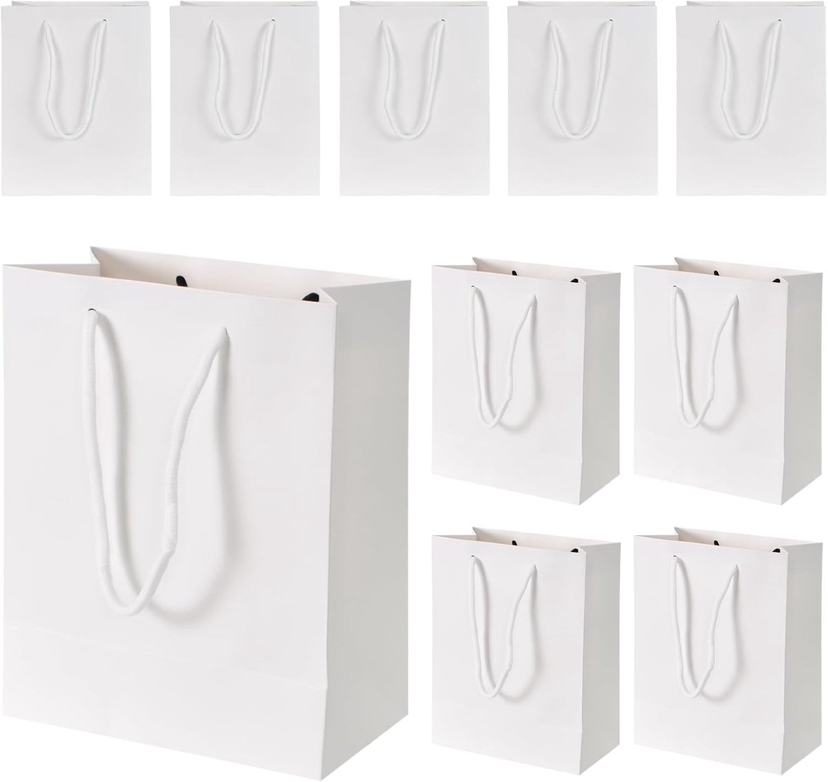 Imperatoris - Geschenktas - Wit - Cadeauverpakking - Cadeaupapier - Cadeautasjes - Papieren Tassen - Gift Bag - Met Handvat - Kraft Tas - 18 x 10 x 23 cm - 10 Stuks