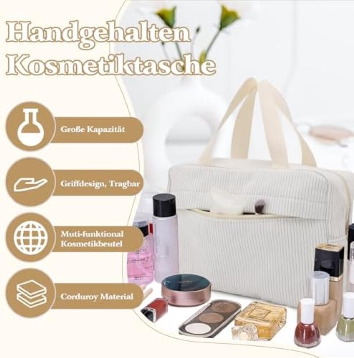 Compacte opbergtas voor make-up en verzorging