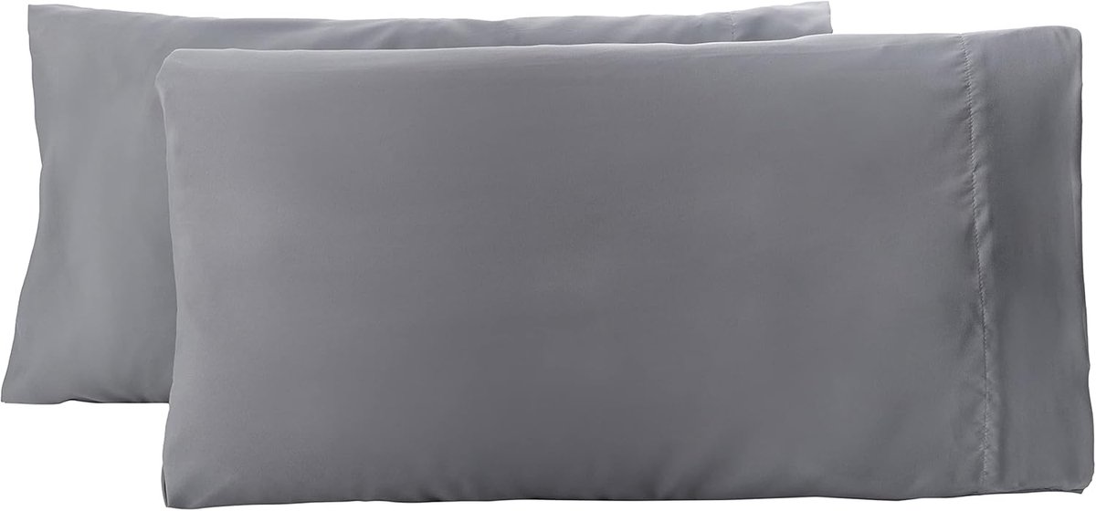 Famanu Set van 2 microvezel kussenslopen - donkergrijs - extra zacht en - geschikt voor bed of bank - onderhoudsvriendelijk. Een veelzijdige en handige keuze voor dagelijks gebruik in en om het huis. Dark Grey