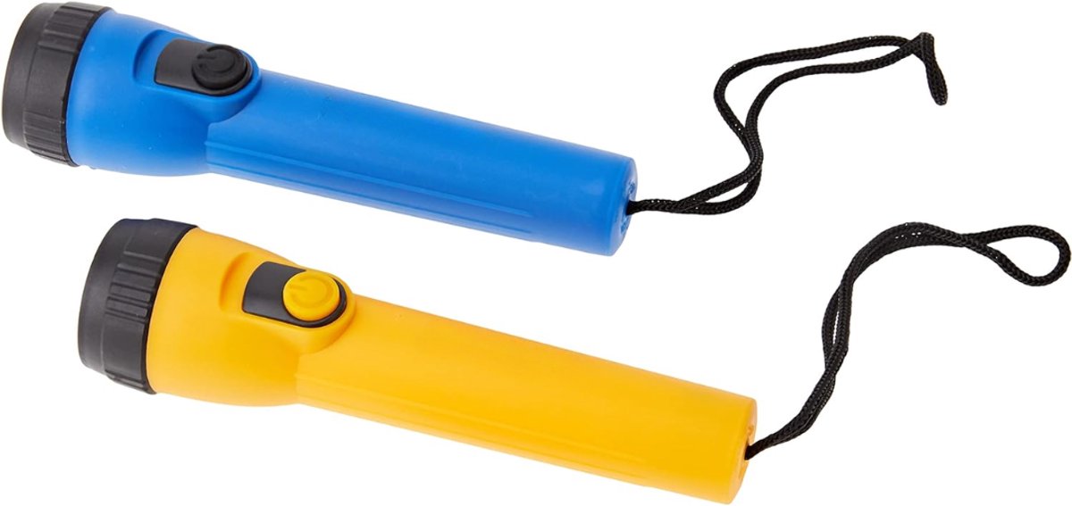 Aura® Zaklamp op Batterijen - Zaklamp - Zaklampen - Geel/Blauw - 18cm x 4cm x 8cm