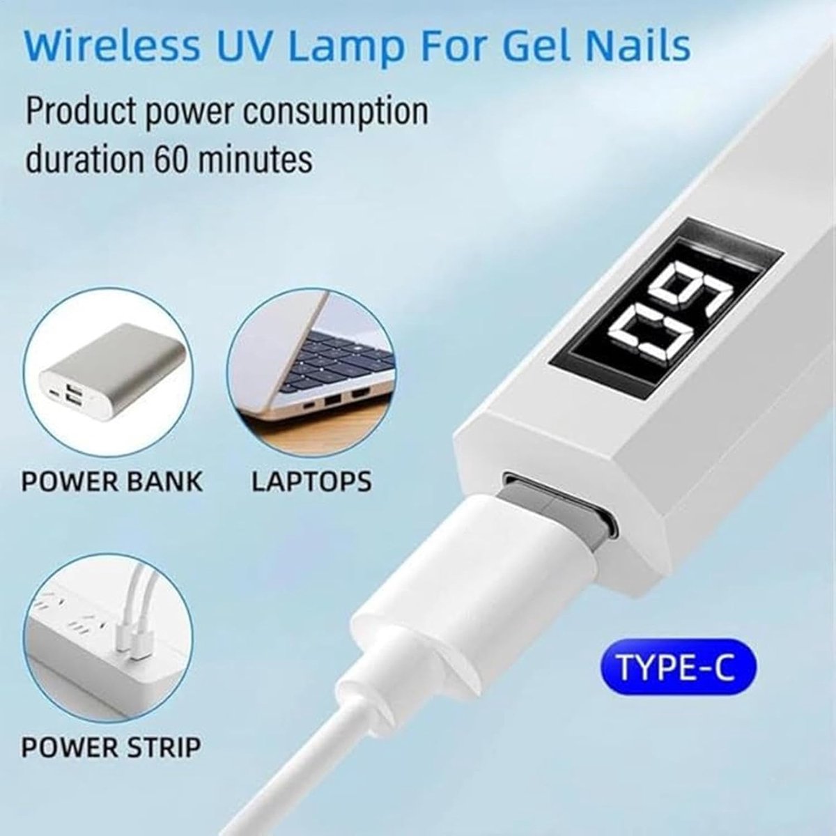 Mini Nagellamp - Oplaadbare draadloze nagellamp - UV Lamp Gelnagels - LED Nagellamp - UV Lamp Nagels - UV Zaklamp - Draagbare Nagellamp - Nageldroger - Snel uithardende mini-nagellamp - Nagel lamp - Voor salonnagelkunst DIY thuis - Wit — cadeau in Verzorging - foto 3