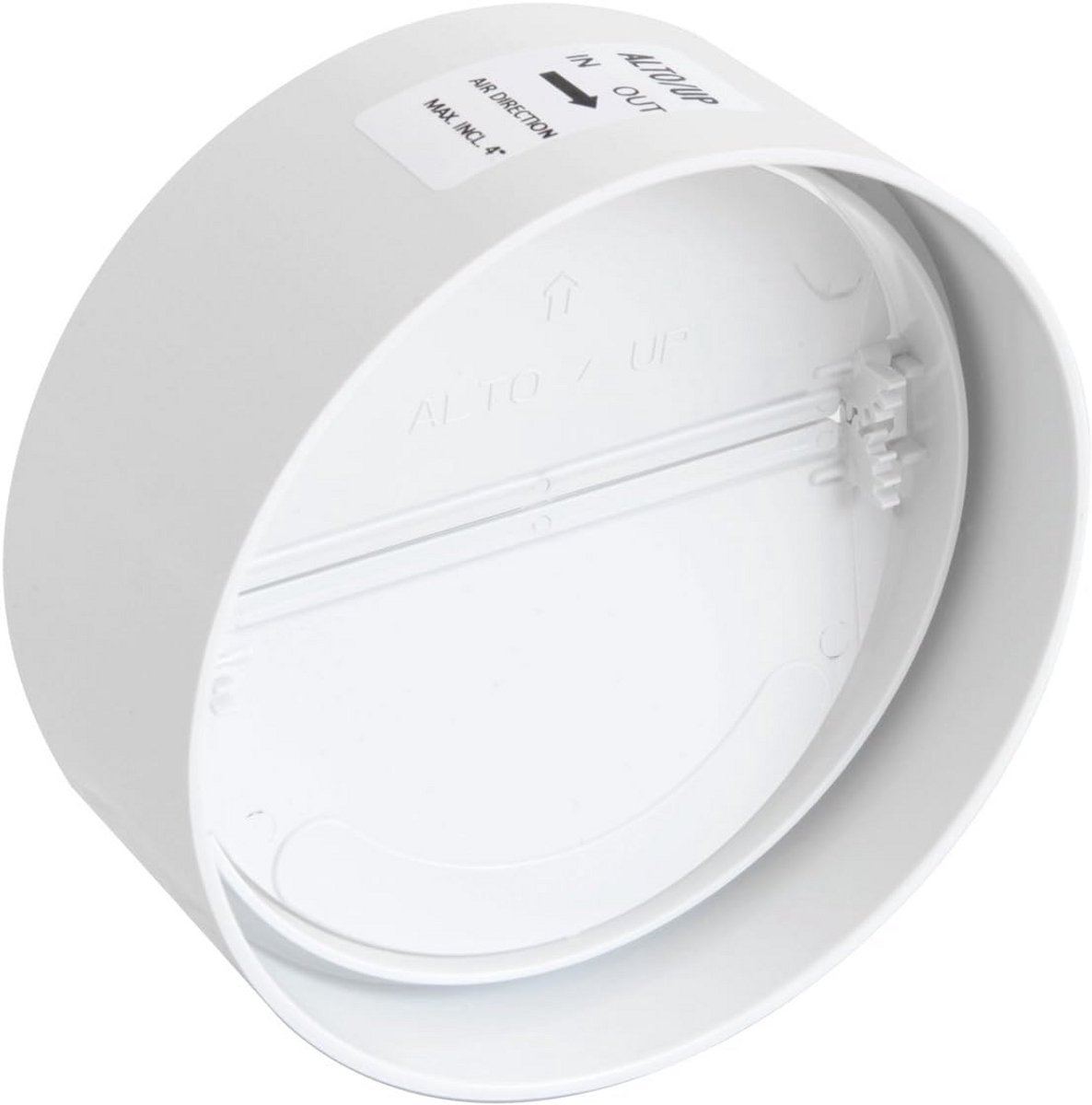 Ventilatiekoppeling ABS met terugslagklep - 125 mm doorsnede - wit