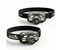 2 Stuks Warsun Hoofdlamp WD09 - 3000 lumen LED oplaadbaar - Noodlamp - Noodpakket - kamperen - waterdicht