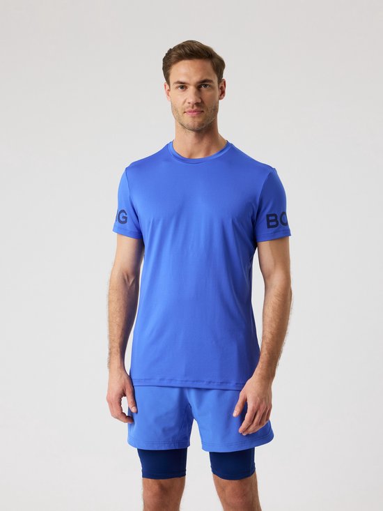 Björn Borg Sportshirt Heren Korte Mouw - Amparo Blauw - Gerecycled Polyester - Maat L