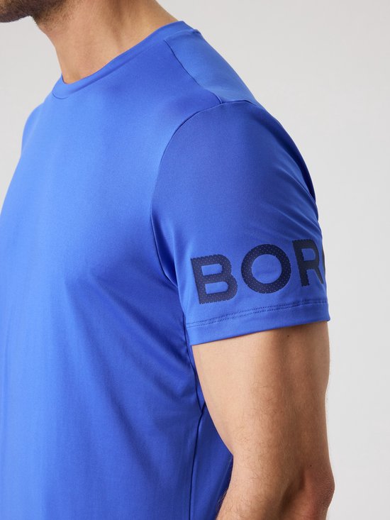 Björn Borg Sportshirt Heren Korte Mouw - Amparo Blauw - Gerecycled Polyester - Maat L