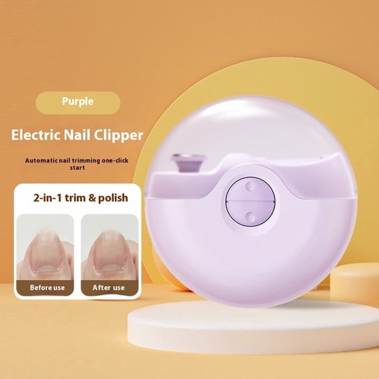 Nagelknipper - Elektrische nagelvijl - Elektrische nagelknipper - 3-in-1 elektrische nagelknipper met automatische polijstfunctie - Nieuwe automatische nagelknipper voor vingers en tenen - Elektrische nageltrimmer met 2 instelbare snelheden(Paars) van Merkloos — afbeelding 3