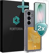 Housse Compatible avec Samsung Galaxy S26 Plus - Avec 2x Protecteur d'écran - Support de cartes - Porte-cartes - Coque arrière - Housse de téléphone Antichoc - Coque en silicone - Protection contre les chocs - Porte-cartes - Transparent