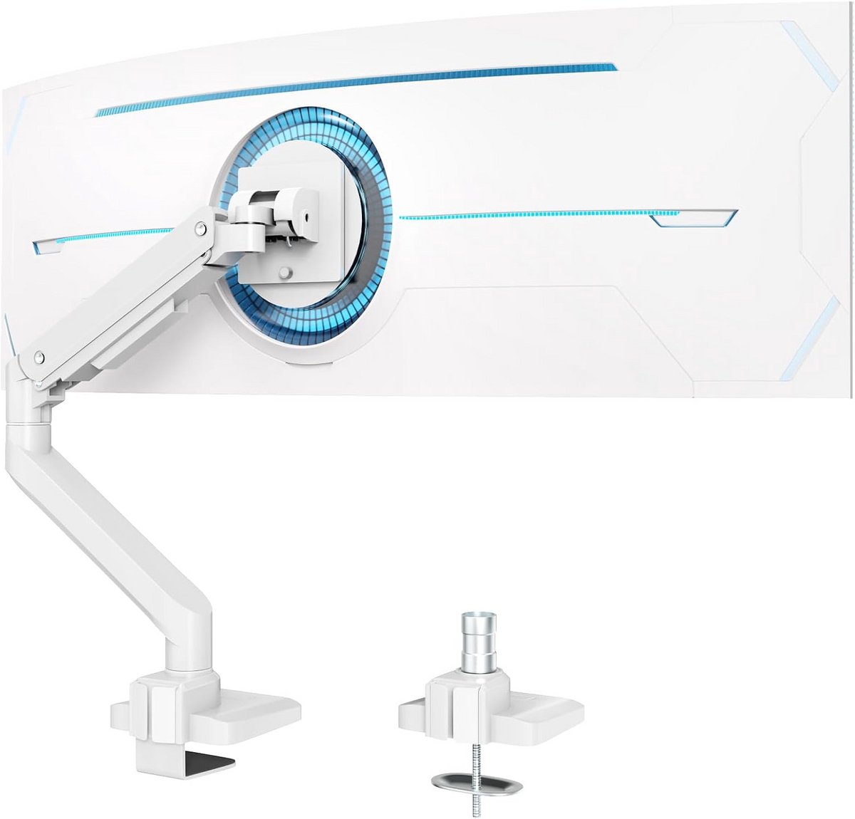 Monitorarm Zwaar Tafelmodel Gasveer voor 17-49 inch Schermen Wit