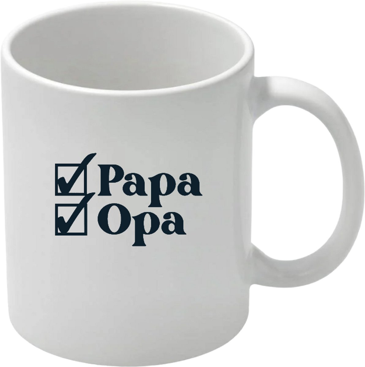 Mok Papa Opa - Mok met tekst van Papa naar Opa met vinkje - je wordt opa - Leuke aankondiging van jullie zwangerschap-tekst zwart