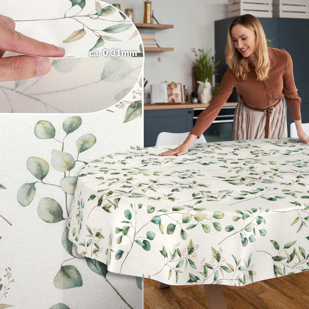 Waterafstotend Rechthoekig Tafelkleed Katoen Polyester Met Biesrand