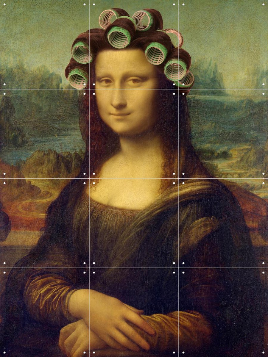 IXXI Mona Lisa - the curly girly edition, Marja van den Hurk - 60 x 80 cm - Gratis ophangtool - Grote wanddecoratie en posters - Grafisch Ontwerp