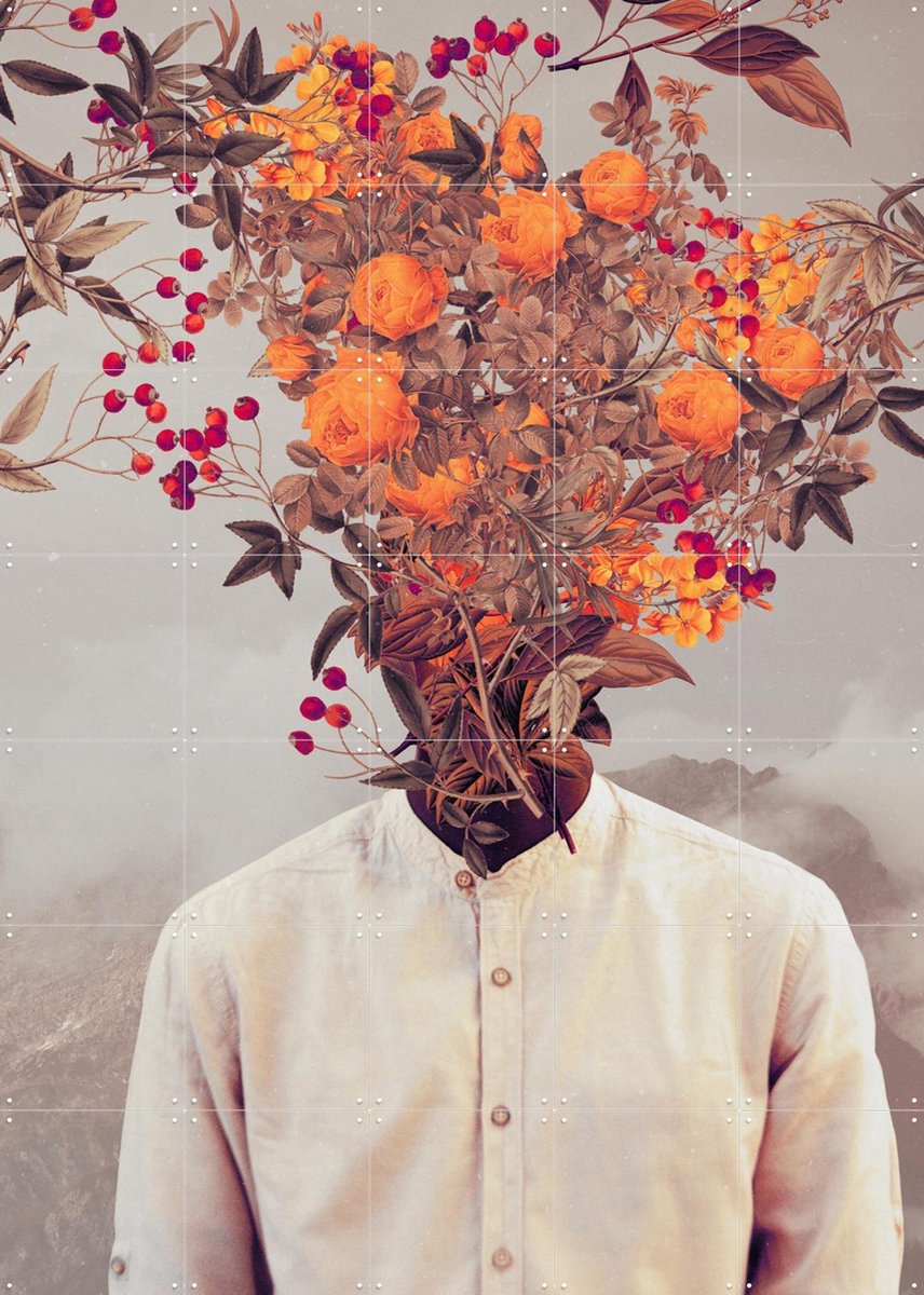 IXXI Bloom bright, Frank Moth - 100 x 140 cm - Gratis ophangtool - Grote wanddecoratie en posters - Illustraties, Winter, Bloemen