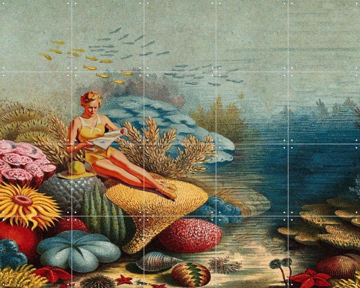IXXI Beach Day, Extrovisions - 100 x 80 cm - Gratis ophangtool - Grote wanddecoratie en posters - Kleurrijk, Illustraties, Vintage, Speels