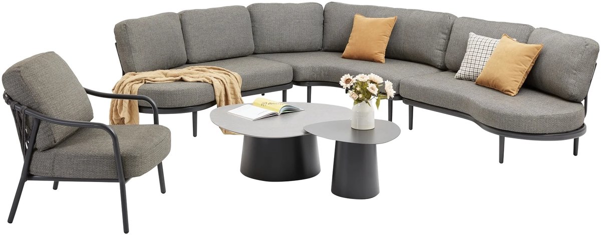 Serenno organische loungeset 6 delig antraciet aluminium