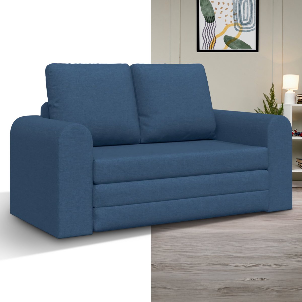 Slaapbank - Uitklapbaar - Slaapstoel - Logeerbed - Zetelbed - Slaapfauteuil - Vouwbed - 2 persoons - Zeer comfortabel - Blauw