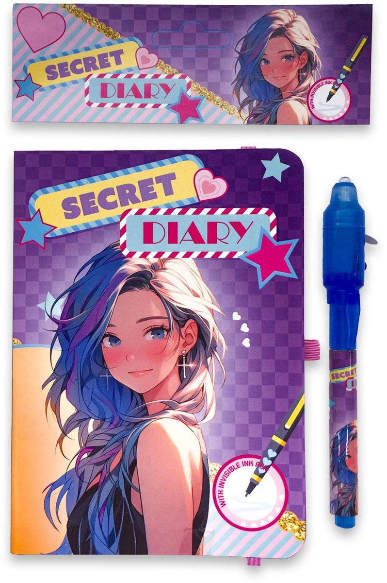 Secret Diary | Geheim dagboek met slot en pen met onzichtbare inkt en UV-licht