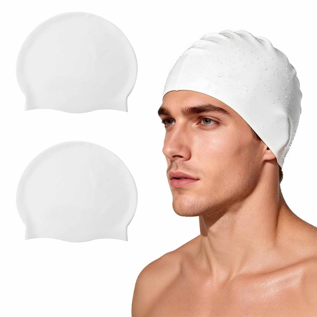 2-pack siliconen badmutsen - Geschikt voor lang en kort haar - Comfortabele en antislip badmutsen - Antislip badmutsen - Waterdicht - Elastisch - Unisex