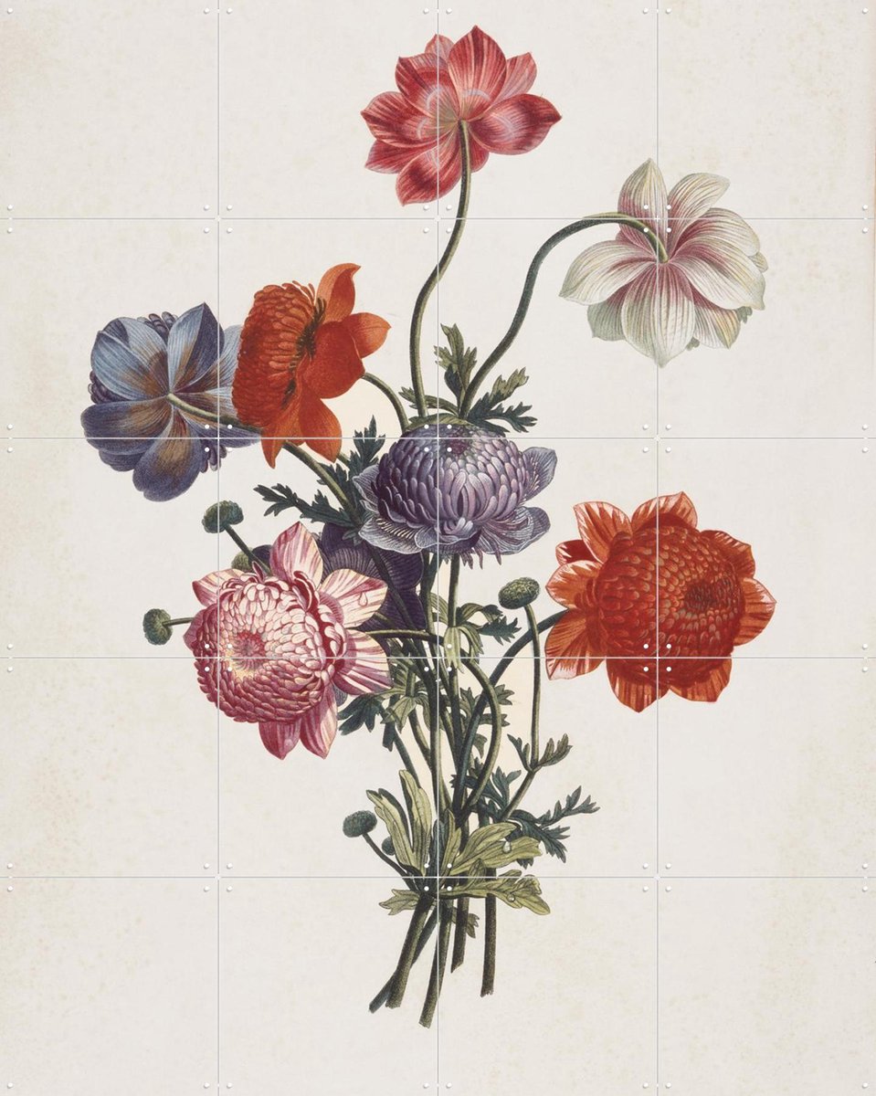IXXI Bouquet of Anemones, Louis Charles Ruotte & Museum of Fine Arts Boston - 80 x 100 cm - Gratis ophangtool - Grote wanddecoratie en posters -
