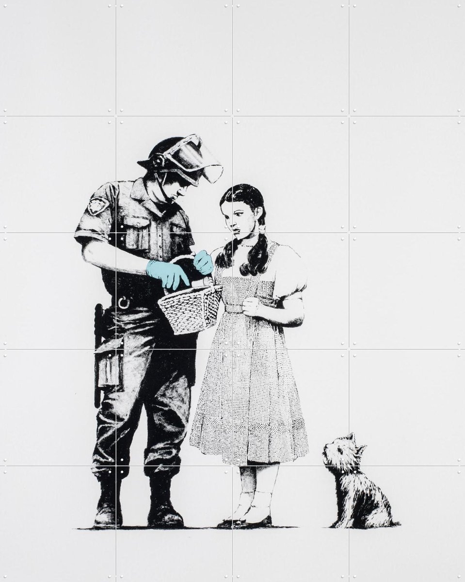IXXI Stop and Search, Banksy - 80 x 100 cm - Gratis ophangtool - Grote wanddecoratie en posters - Illustraties, Pop art, Mancave