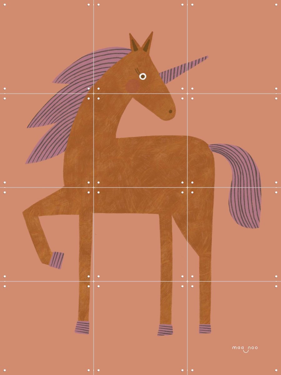 IXXI Unicorn, Maa-noo - 60 x 80 cm - Gratis ophangtool - Grote wanddecoratie en posters - Cartoonesk, Speels, Illustraties, Kinderkamer, Fantasie